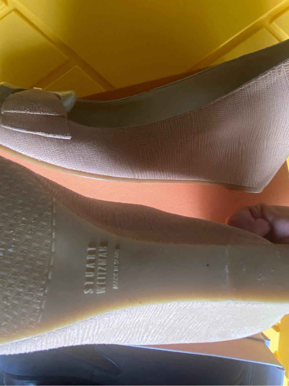 Stuart Weitzman Wedge Heels Women’s Size 9 US 39.5 EU Taupe Ginger Slip On - Picture 7 of 9
